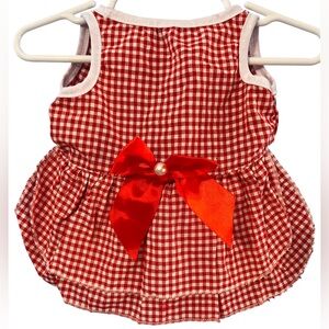 Cat Picnic Style Red Dress Medium